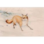 Jason Partner (British, 20th century), 'The Vixen', pencil and watercolour on paper, signed 1979,