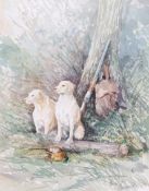 Jason Partner (British, 20th century), Gundogs after the shoot, watercolour laid on paper, signed by