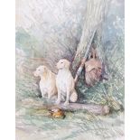 Jason Partner (British, 20th century), Gundogs after the shoot, watercolour laid on paper, signed by