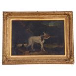 British, late 18th century, Portrait of a gun dog with quarry, oil on canvas, indistinctly signed,