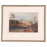 Samuel Prout (British, 19th century), Rural figures angling from a bridge, watercolour, signed, 8