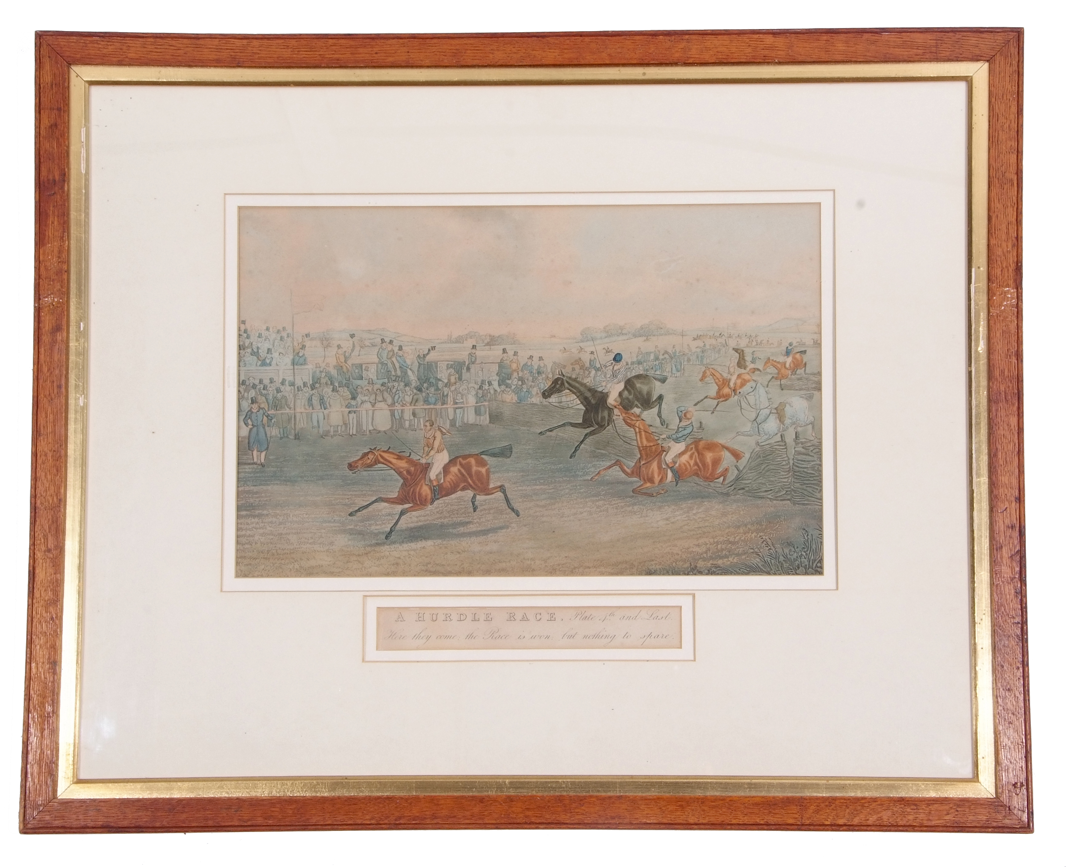 After Samuel Henry Alken (British, 19th century), 'A Hurdle Race', c1835: Pl 1 'Preparing to start