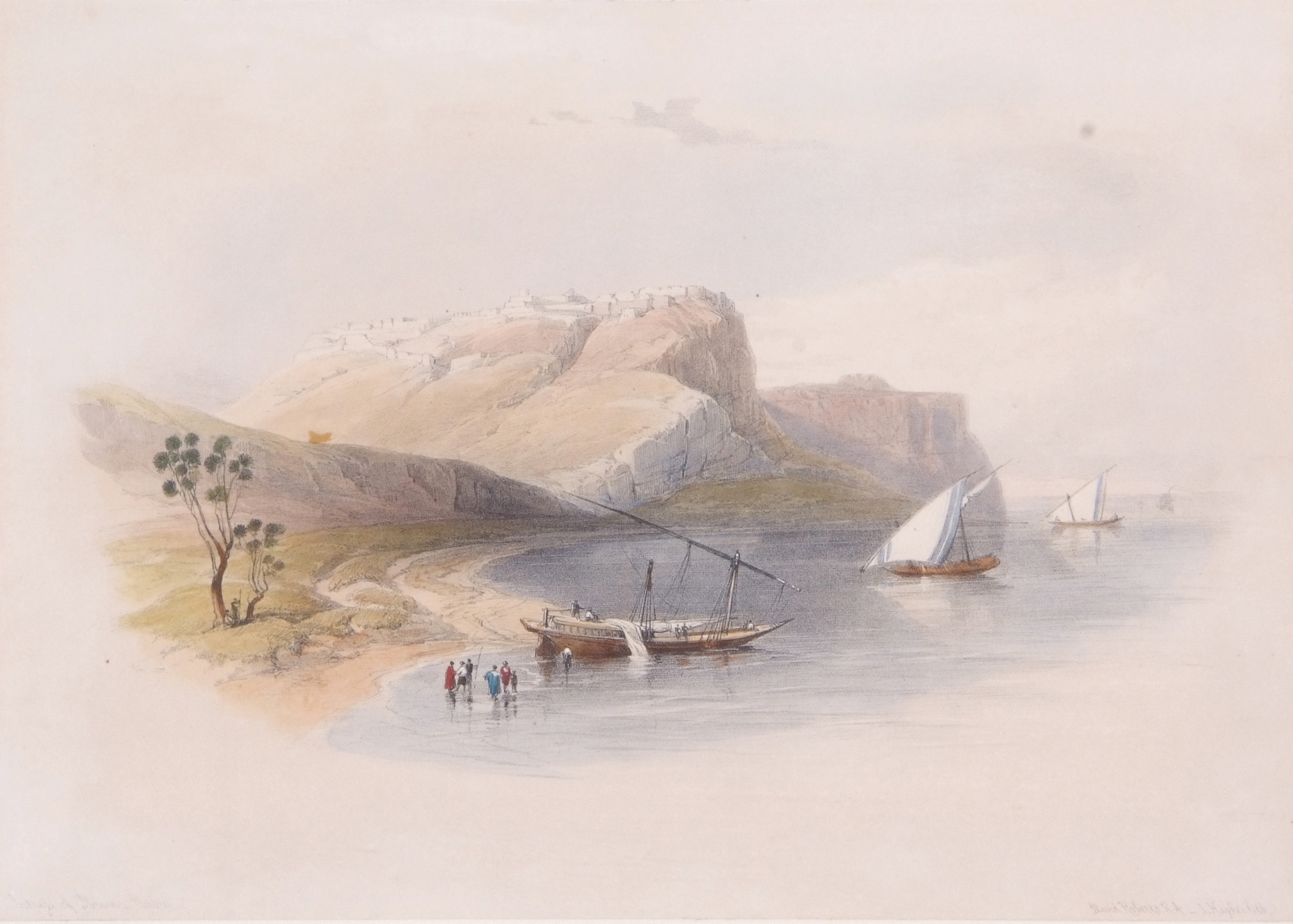 David Roberts (British, 19th century), A landscape view of the Nile river from Nubia, Egypt, hand - Image 2 of 2