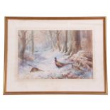 Roland Green (British, 20th century), Pheasants wintering, watercolour laid on paper, signed