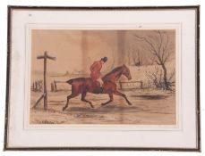 British, late 18th century or early 19th century, Huntsman in wintry conditions, unsigned, 12 x