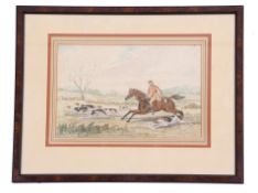 Circle of C W Cotton (British, 19th century), A pair of hunting scenes, pencil and watercolour on