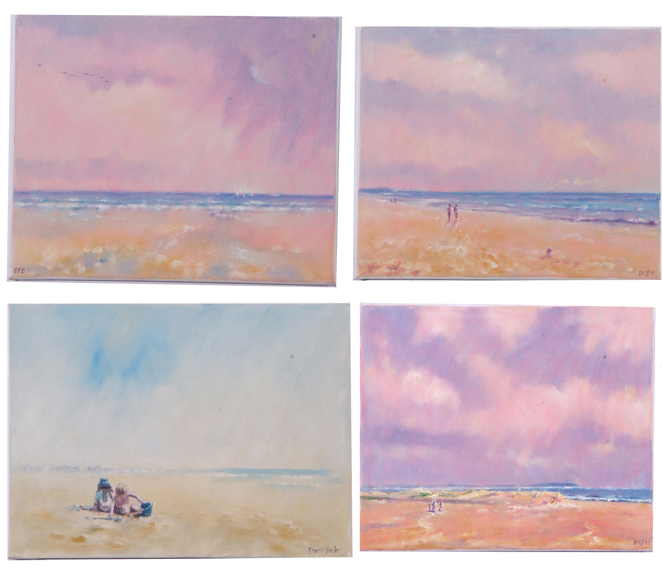 Francis Baker (British Contemporary), A set of modern coastal landscapes (x4), oil on canvas,