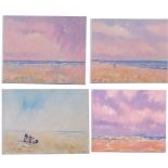 Francis Baker (British Contemporary), A set of modern coastal landscapes (x4), oil on canvas,