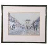 George Gill (British 20th Century), Street scene, Ware, Herts, watercolour, signed, 10 x 13.5ins
