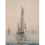 British (Late 19th/early 20th Century), Sailing trawlers offshore, watercolour, indistinctly signed,