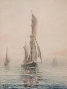 British (Late 19th/early 20th Century), Sailing trawlers offshore, watercolour, indistinctly signed,