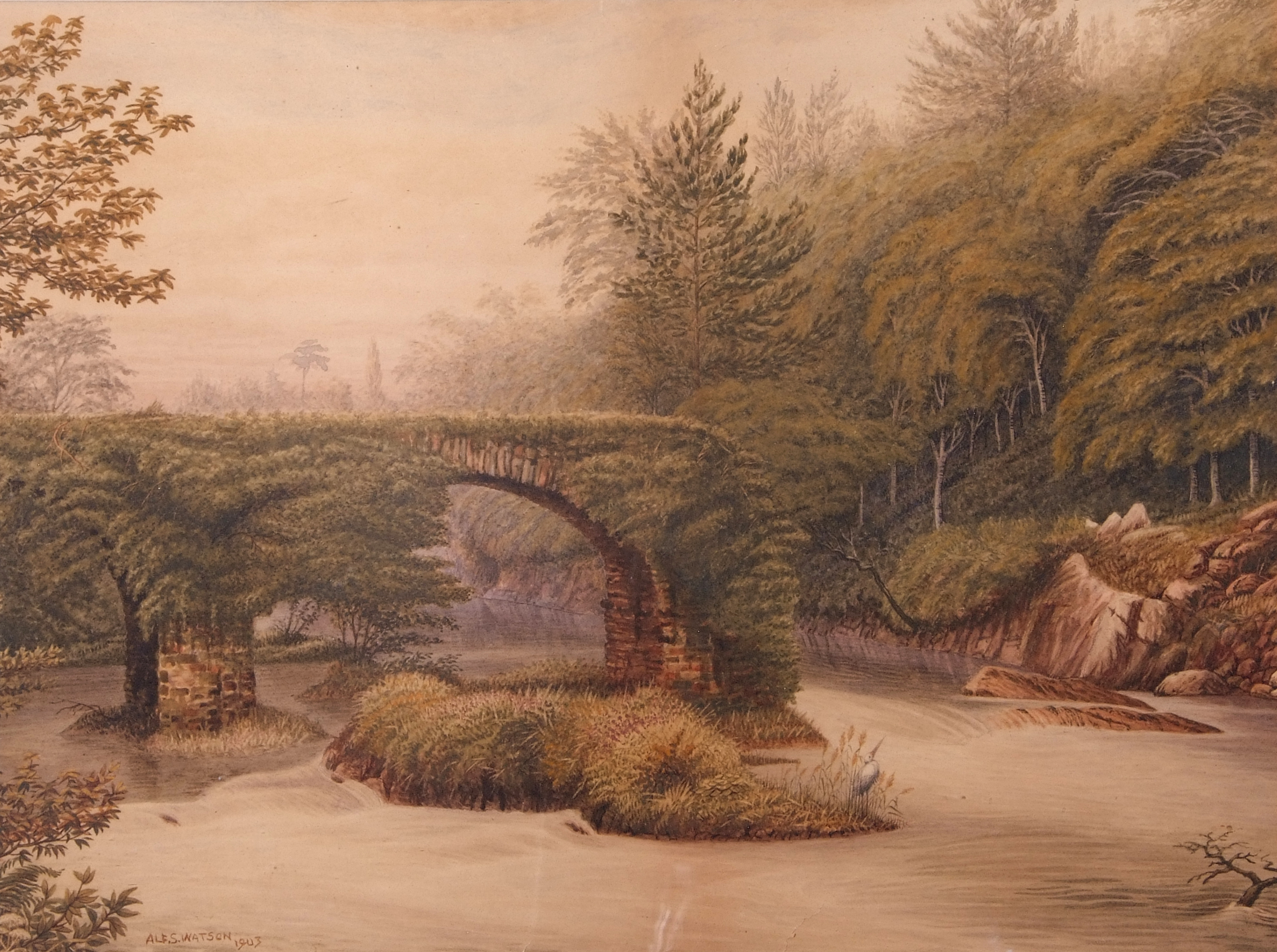 Alfred S Watson (British 19/20th Century), Cromwell's Bridge, Glengariff, Ireland , watercolour, - Image 2 of 2