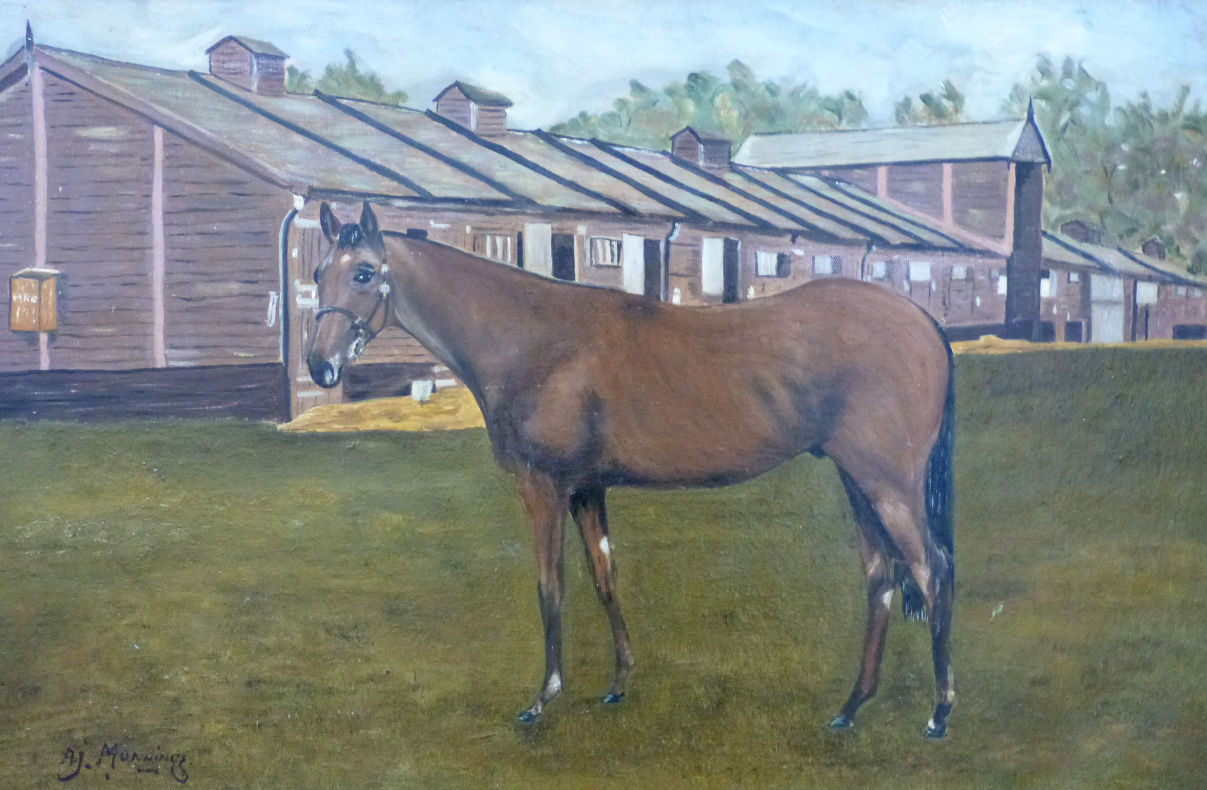 British, Late 20th Century' A yearling, Park Paddocks, Newmarket, oil on canvas, 19 x 29ins - Image 2 of 2