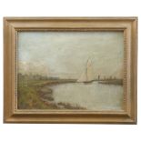 British, 20th century, a Norfolk wherry, oil on canvas, unsigned, 12 x 16ins