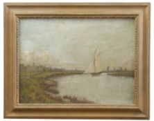 British, 20th century, a Norfolk wherry, oil on canvas, unsigned, 12 x 16ins