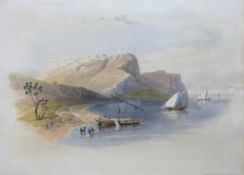 David Roberts (British, 19th century), Landscape, view of the Nile river from Nubia, Egypt, hand