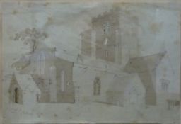 John Sell Cotman (1782-1842) Church Study, pencil and sepia wash, signed and dated 1803 lower