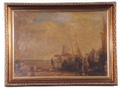 A coastal scene with staffage, unsigned, 13 x 19ins