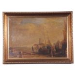 A coastal scene with staffage, unsigned, 13 x 19ins