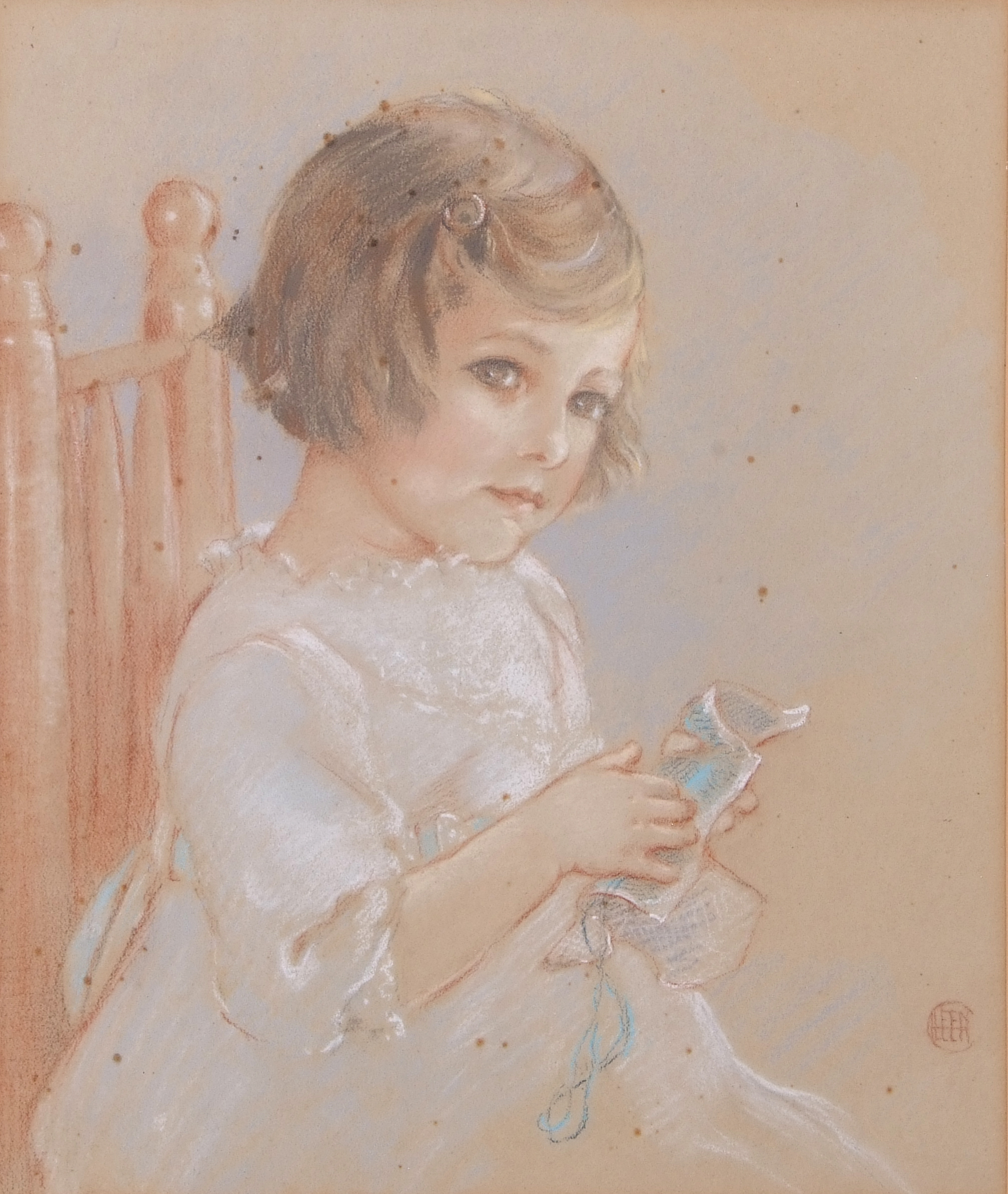 Eileen Chandler (British 20th Century) A portrait of a young girl, watercolour, signed, 12 x 14ins - Image 2 of 2