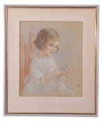 Eileen Chandler (British 20th Century) A portrait of a young girl, watercolour, signed, 12 x 14ins