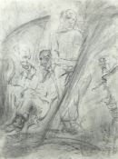 Harry Becker (1865-1928), "Reedcutters", pencil and charcoal, 40 x 29cm. Provenance: Michael