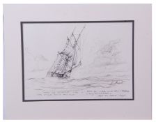 Kenneth Grant (British 20th Century), A pair of preparatory seascape sketches of trading brigs in