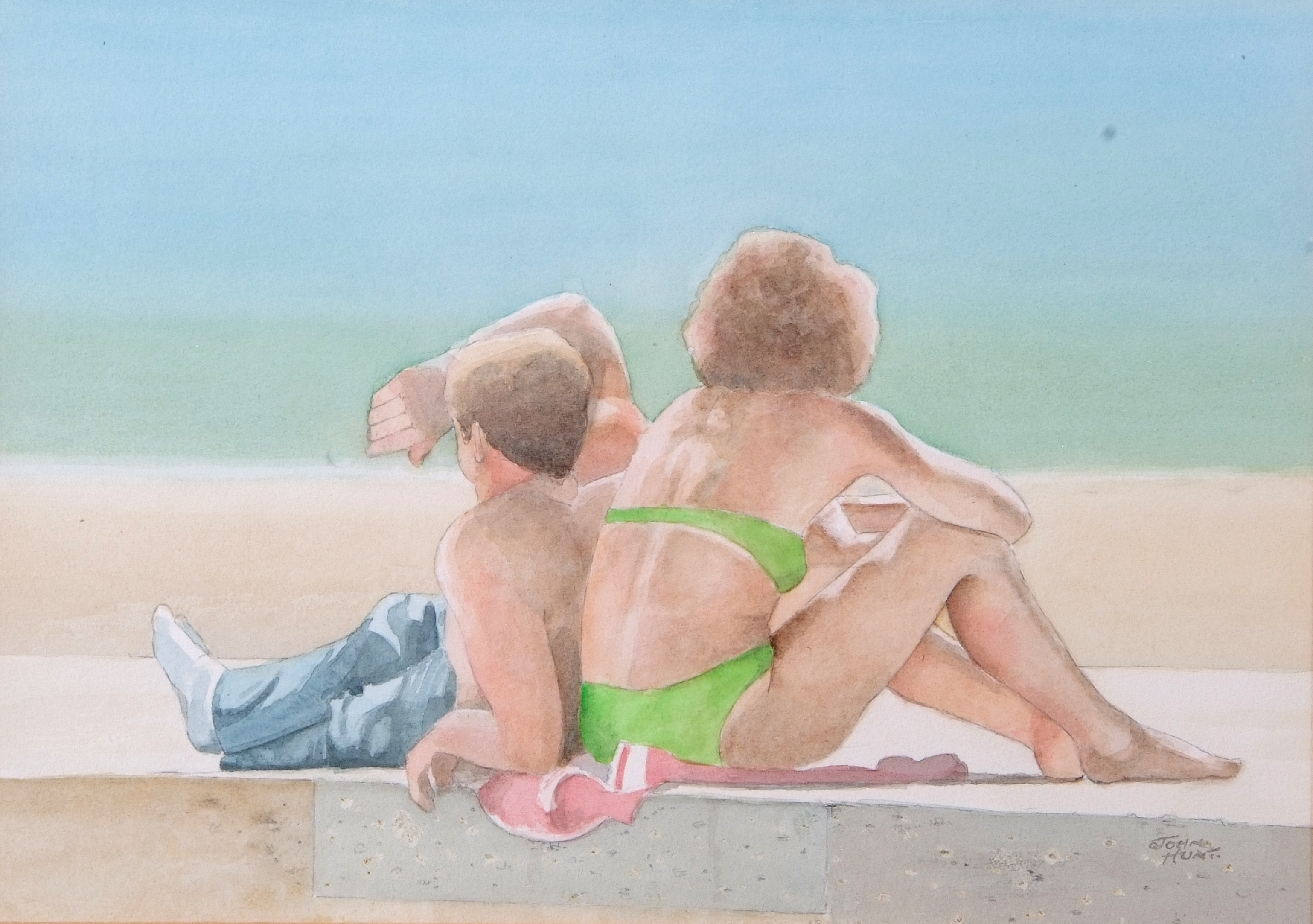 John Hunt (British 20th Century), The Bathers (x3), pencil, watercolour, signed, 10 x 14ins, 11 x - Image 7 of 7