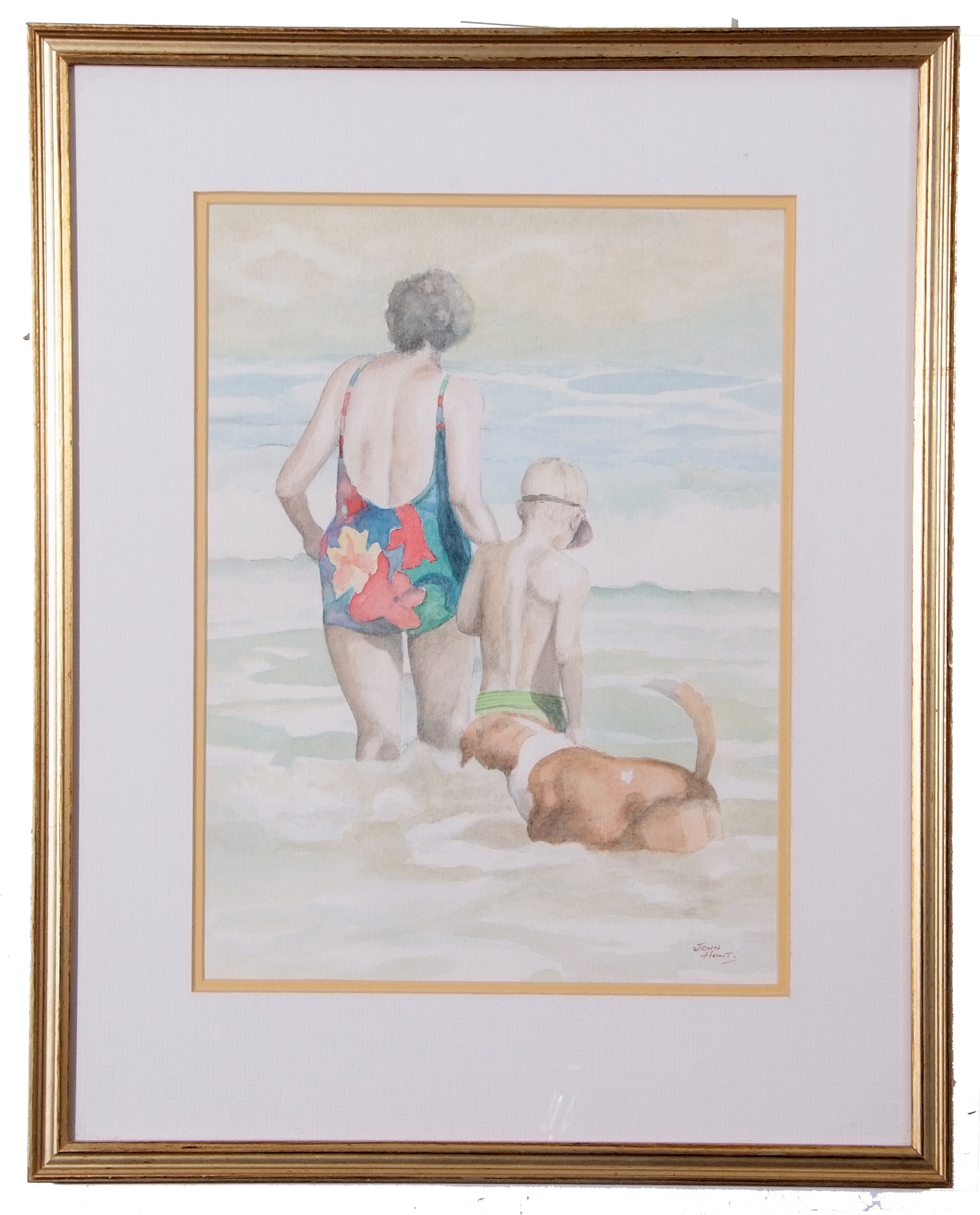 John Hunt (British 20th Century), The Bathers (x3), pencil, watercolour, signed, 10 x 14ins, 11 x - Image 2 of 7