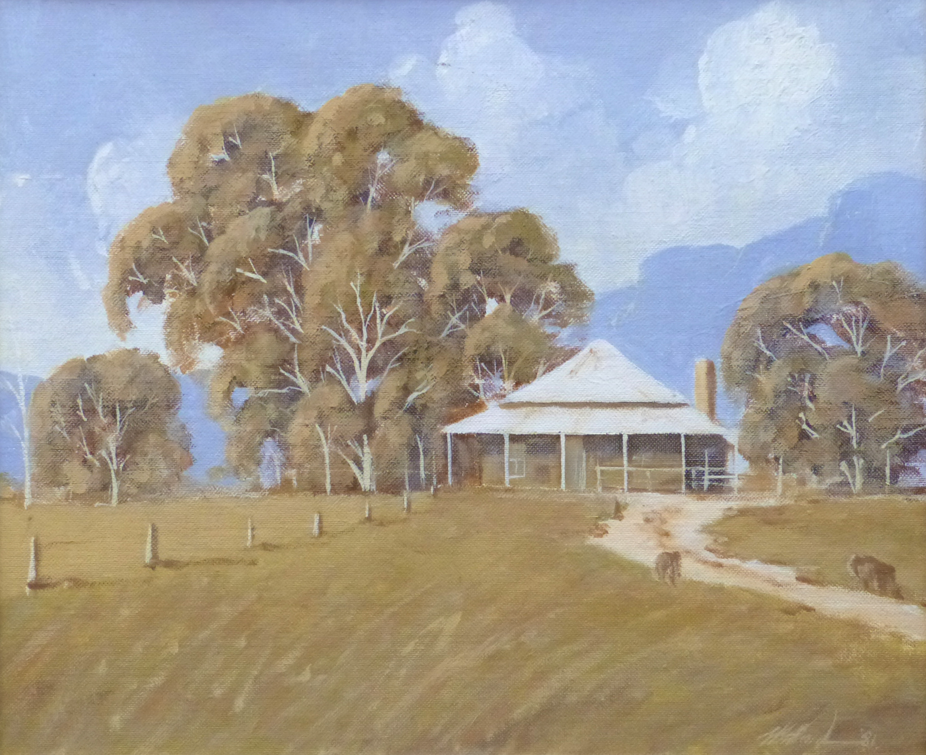 John Barry Haslam, "Near Melinga NSW", oil on board, signed and dated 81 lower right, 36 x 44cm - Image 2 of 2