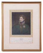 Coloured engraving, after Wivell, "His Most Gracious Majesty George IV", 32 x 22cm