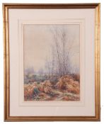 H Withared (British 19th Century), Autumnal woodland, watercolour, signed, 10 x 14ins