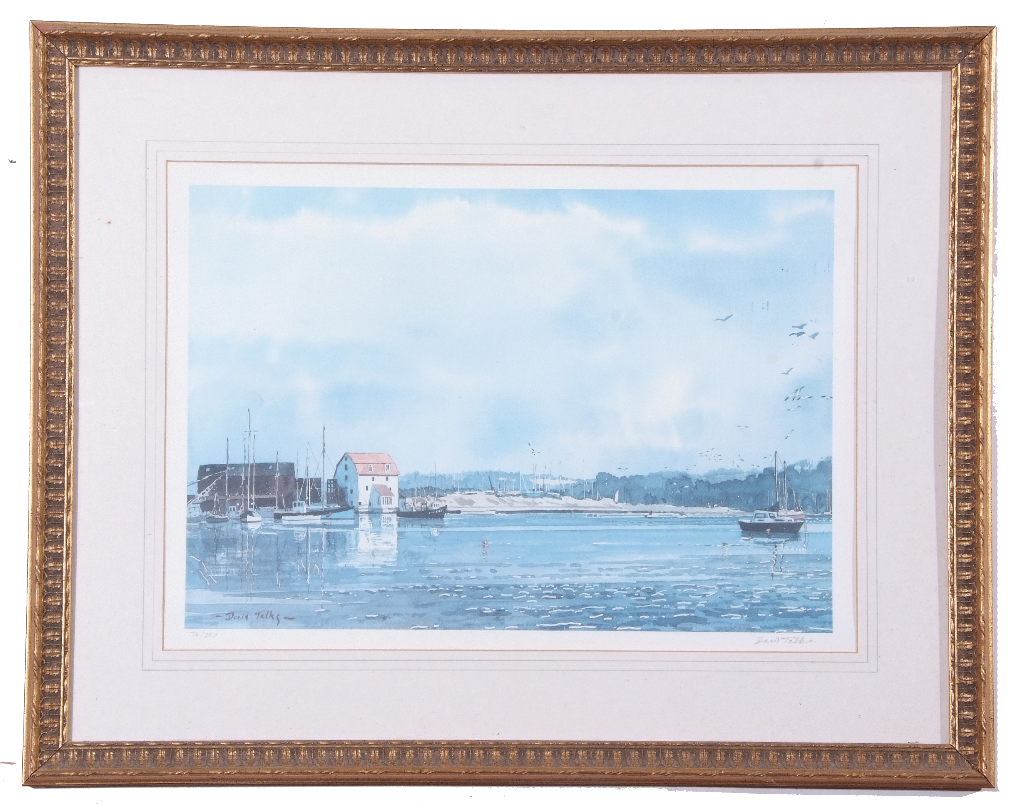 David Talks (British Contemporary), A harbour view , Limited edition print, numbered 74/250 and