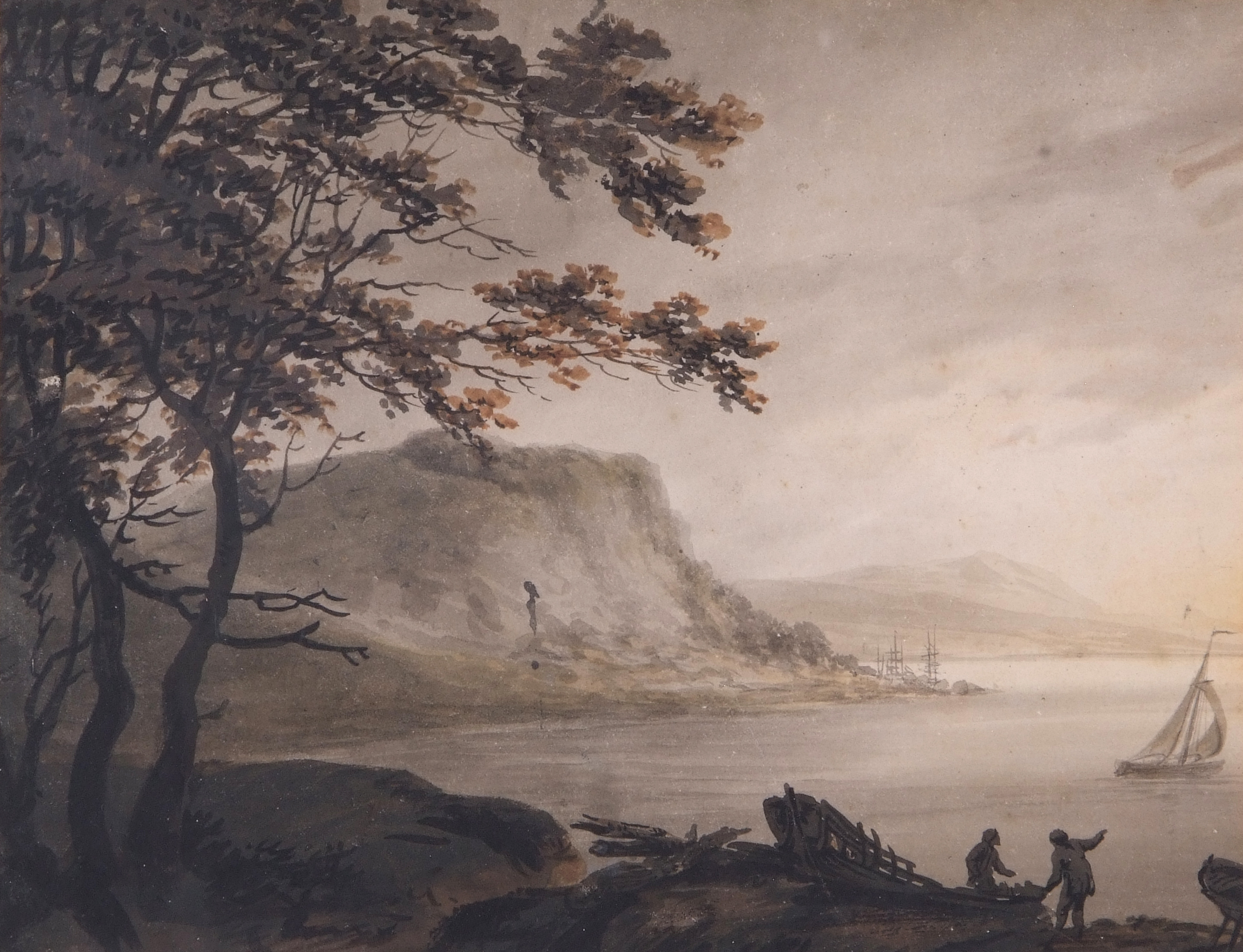 Attributed to William Payne (British, late 18th Century) A coastal scene , watercolour, 8 x 11ins - Image 3 of 4