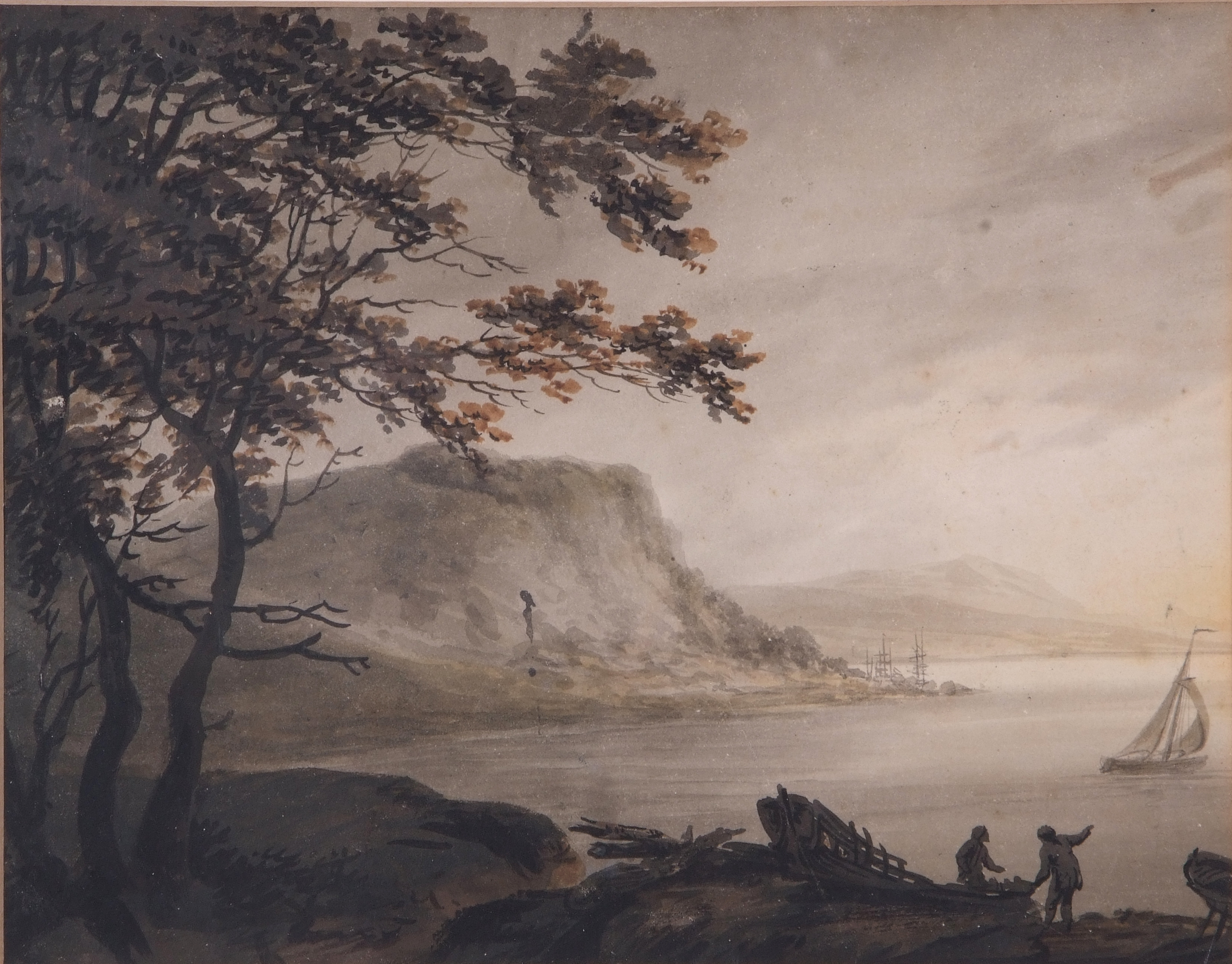Attributed to William Payne (British, late 18th Century) A coastal scene , watercolour, 8 x 11ins - Image 2 of 4