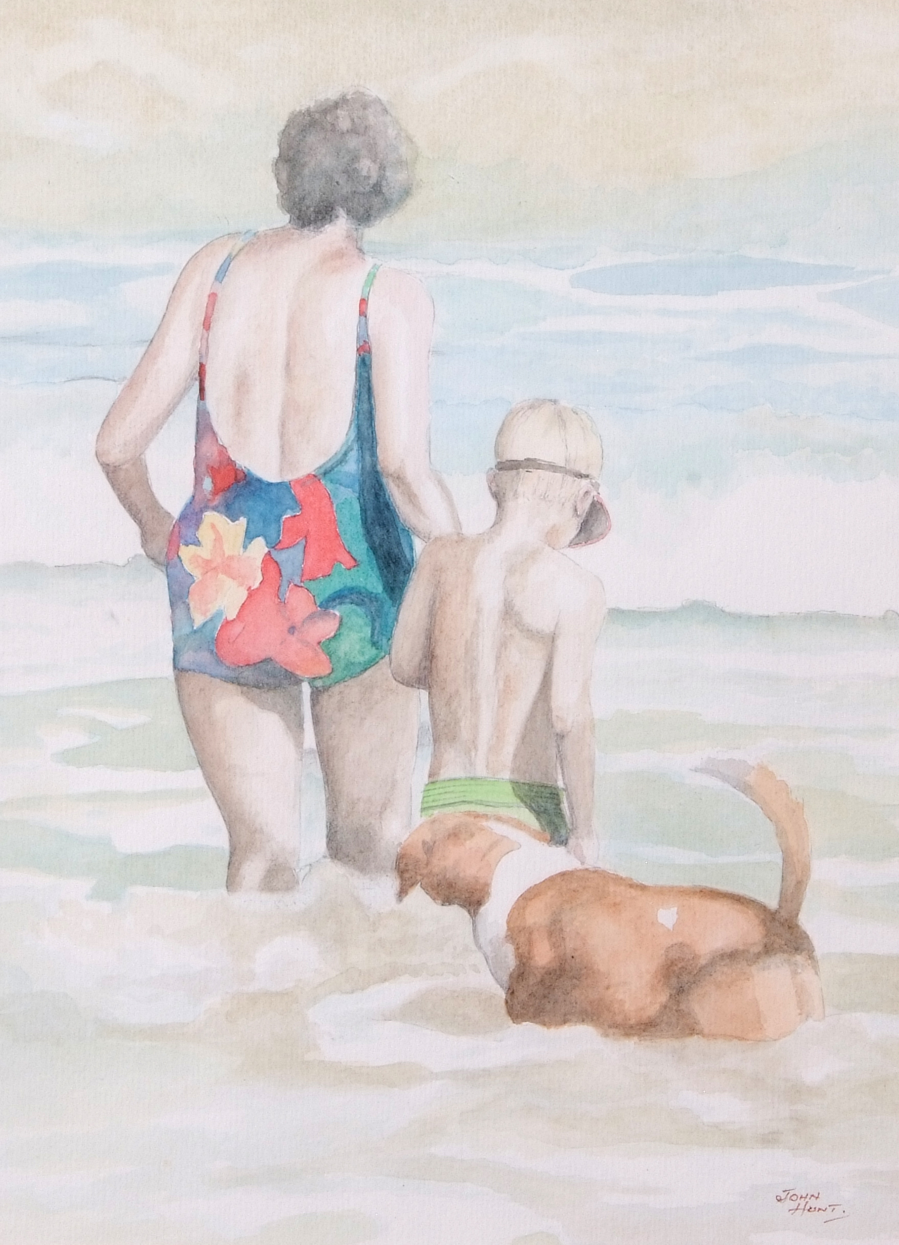 John Hunt (British 20th Century), The Bathers (x3), pencil, watercolour, signed, 10 x 14ins, 11 x - Image 3 of 7