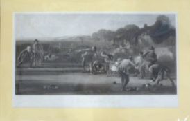 After George Harvey, engraved by W H Simmons, "The Bowlers", black and white mezzotint, published by