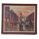 Jean Boyer (French 20th Century), View of Arc de Triomphe from the Champs, oil on canvas, signed, 19