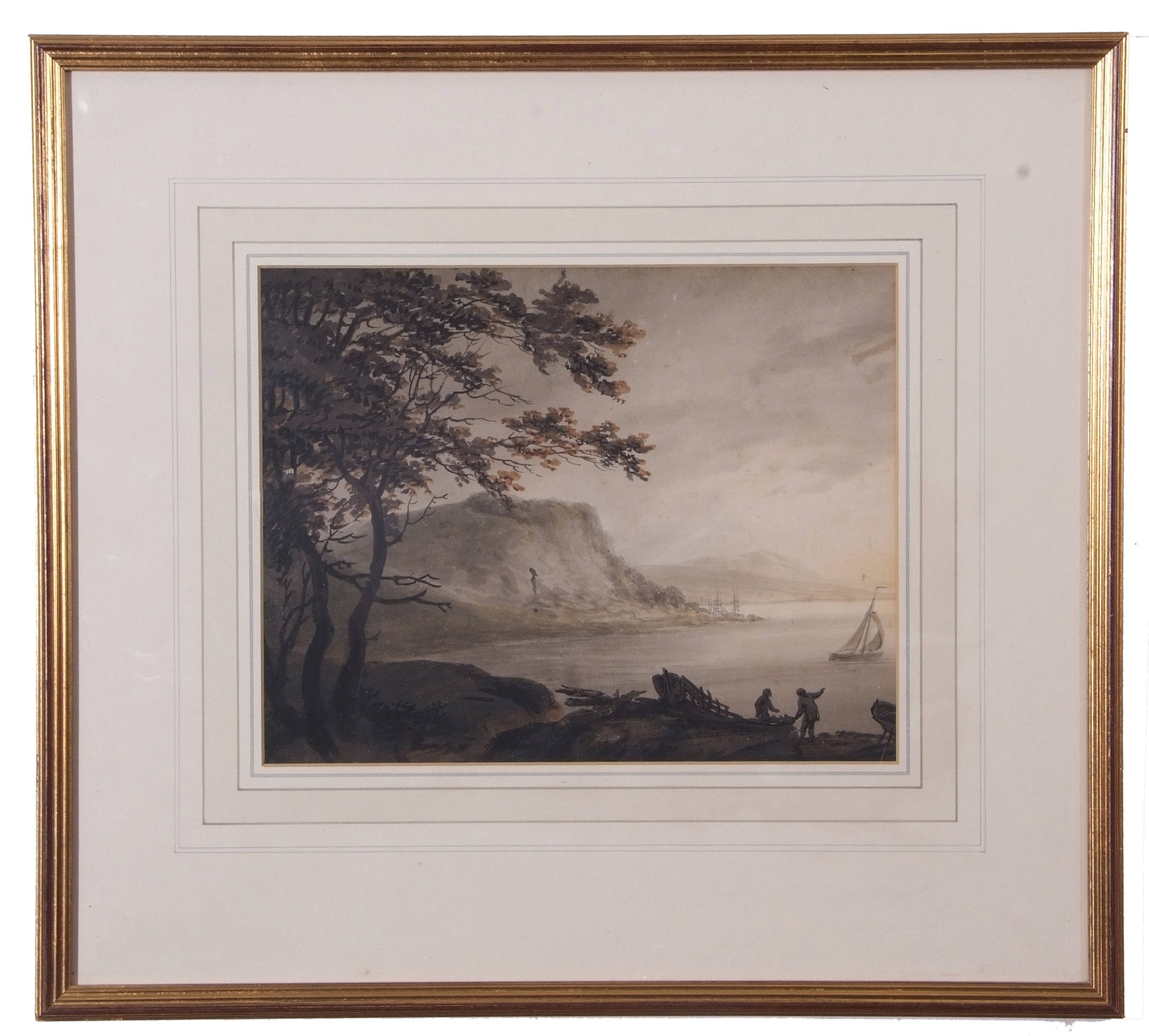 Attributed to William Payne (British, late 18th Century) A coastal scene , watercolour, 8 x 11ins - Image 4 of 4