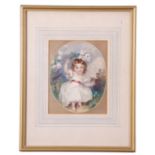 British 19th Century A portrait of a young girl, watercolour, indistinctly signed, oval, 5 x 6ins