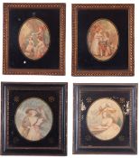 Group of four 19th century engravings, genre scenes, assorted sizes, (4)