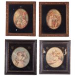 Group of four 19th century engravings, genre scenes, assorted sizes, (4)