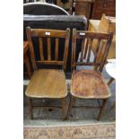 PAIR OF EARLY 20TH CENTURY ELM SEATED SIDE CHAIRS