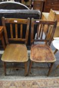 PAIR OF EARLY 20TH CENTURY ELM SEATED SIDE CHAIRS