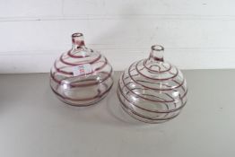 PAIR OF MURANO GLASS VASES WITH SWIRL DECORATION