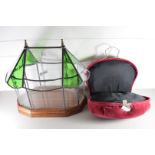 LEAD GLAZED TERRARIUM TOGETHER WITH A RED UPHOLSTERED TRAVEL CASE