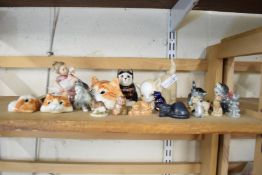 COLLECTION OF SMALL CAT ORNAMENTS TO INCLUDE MIKE HINTON EXAMPLES, WADE WHIMSIES ETC