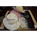 BOX OF VINTAGE LADIES HATS AND GLOVES