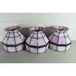 SET OF THREE TIFFANY STYLE PINK LIGHT SHADES