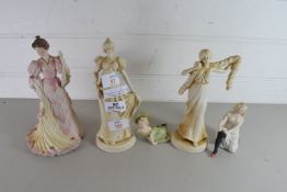 MIXED LOT OF FIVE FIGURINES TO INCLUDE A WEDGWOOD EXAMPLE